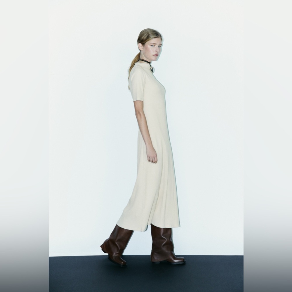 Zara Rib A Line Midi Dress - Picture 3 of 17
